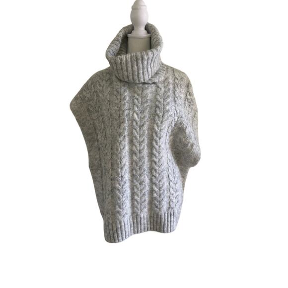 Joie Cable Knit Sweater Vest Turtle Neck Wool Blend SZS Gray Oversized Relaxed - Picture 1 of 9